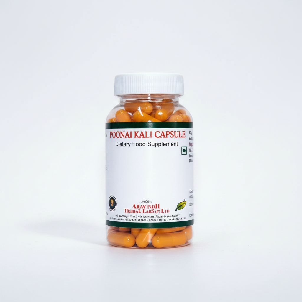 Aravinth Herbals | poonaikali Capsule 100nos