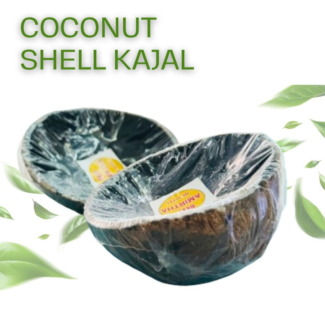 Coconut Shell Kajal for Babies/ Vengai Dhrishti Pottu /Chukka /Bindi for Baby & Kids - Pack of 2